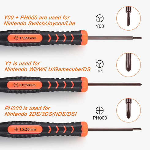 Screwdriver Kit for Switch, 6Pcs Repair Set with Triwing Y00,Y1,Phillips PH000, Tweezers, Crowbar, Triangle Pry, for Switch Lite, Joycon Controlle...
