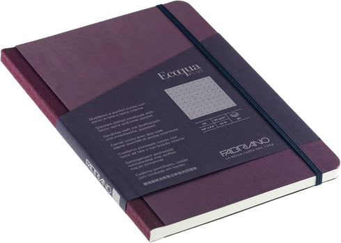 Fabriano Ecoqua Plus Fabric-Bound Notebook, 5.8" x 8.3", A5, Dotted, Wine...