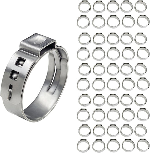 Pexflow PXKT-CR12-50 Oetiker Style Pinch Clamps Pex Cinch Rings, 1/2 INCH, Stainless Steel Pack of 50...