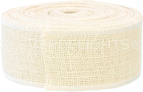 CleverDelights 2.5" Ivory Burlap Ribbon - Wired Edges - 25 Yards - Jute Burlap Fabric...