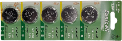 5-Pcs LIR2450 Li-Ion Battery Compatible with LIR-2450 Solar Flashlight, Miller Digital Elite Helmet, Clock, LIR2450-5pcs...