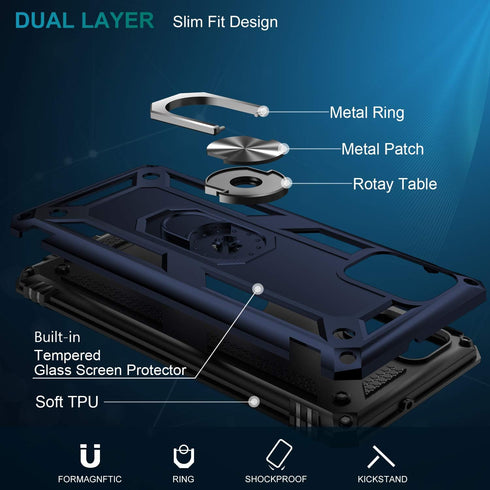 LUMARKE for Galaxy A51 4G Case with Screen Protector,Pass 16ft. Drop Tested Military Grade Protective Phone Cover with Magnetic Ring Kickstand Com...
