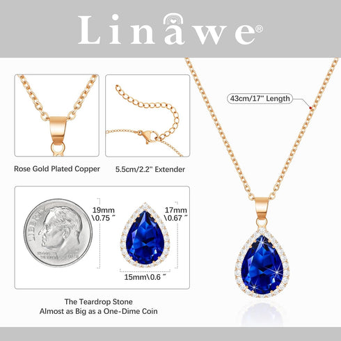 Linawe Crystal Chain Necklace for Women Trendy, Statement Diamond Pendant, Cubic Zirconia Summer Beach Boho Jewelry Set, 14K Gold/Rose Gold/Silver...