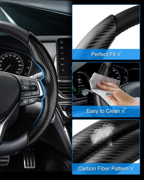 Honda Accord Steering Wheel Cover 2018-2022 Men Women Non-Slip Car Steer Wheel Cover for Honda Accord Carbon Fiber Accessories Steering Protector ...