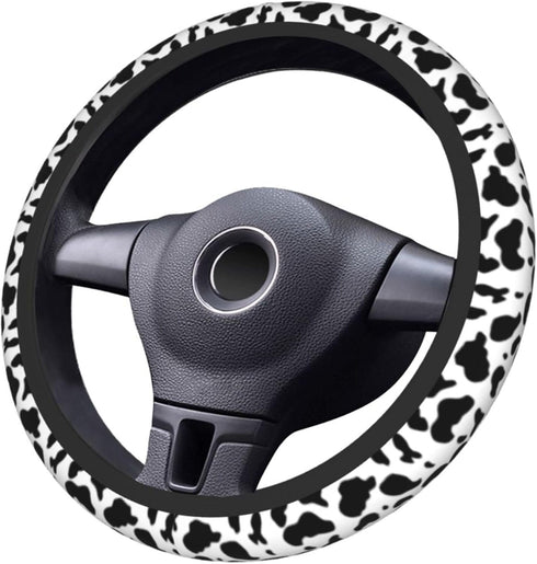 Cow Print Steering Wheel Cover for Women Cute Car Steering Wheel Cover Anti Slip and Sweat Absorption Comfortable Auto Steering Wheel Protector Ca...