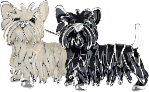 Alilang Cute Black White Shih Tzu Terrier Dog Puppy Love Enamel Cartoon Furry Animal Brooch Pin...