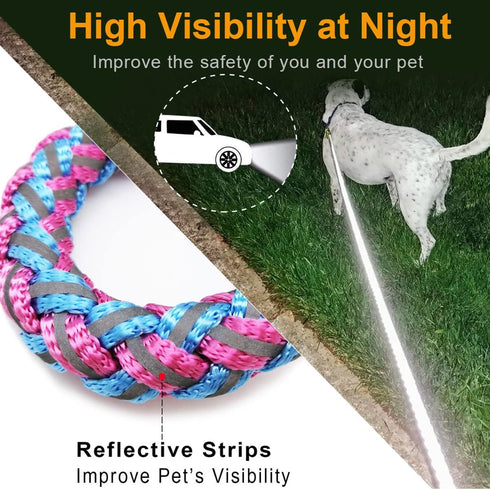 2FT 3FT 4FT 6FT 10FT Reflective Dog Leash- Strong Nylon Rope Braided Dog Training Leash for Extra Large Medium Dogs Walking Leads (Pink 6 Foot 3/4...