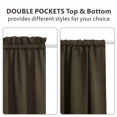 Aquazolax Blackout French Door Curtain Window Coverings for Privacy - Blackout Curtains Drapery Rod Pocket Entry Door Side Panels 25x72 Inches - 1...