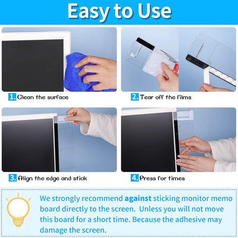 Monitor Memo Board, 2PCS Multifunction Sticky Note Holder for Computer Screen, Acrylic Computer Monitor Memo Board (Left & Right), Computer Sticky...