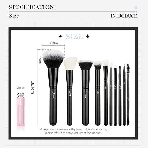 Jessup Makeup Brush Set 10pcs Black Make up Brushes Set Professional with Natural Synthetic Hair for Foundation Blending Blush Concealer Eyeshadow...