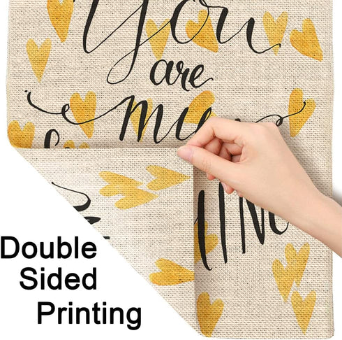 Moslion You Are My Sunshine Garden Flag Vertical Double Sided Yellow Heart Love For Valentine's Day House Flags Home Burlap Banners 12.5x18 Inch f...