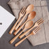 Kyien 6Pcs Wood Soup Spoons And Forks Sets Natural Wood Eating Utensils Wooden Flatware Set?Eco Friendly Wood Cutlery Wooden Dinner Fork And Spoon...