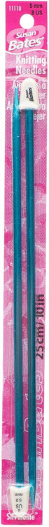 Susan Bates 10-Inch Silvalume Single Point Knitting Needle, 5mm, Turquoise...