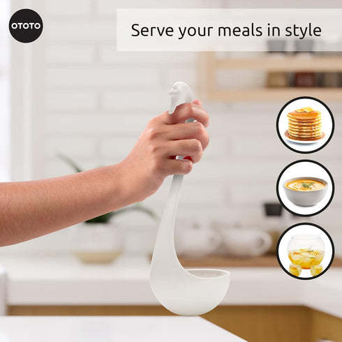OTOTO Swanky Swan Soup Ladle- Silicone Soup Spoon, BPA-Free, Heat Resistant Soup Ladles For Serving & Cooking - Cute Kitchen Accessories, Unique K...