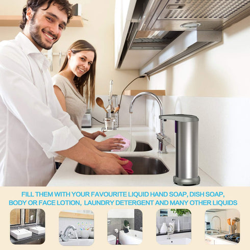 Infrared Automatic Soap Dispenser Touchless, Stainless Steel Battery Operated Touchless Soap Dispenser with Waterproof Base for Bathroom Kitchen H...