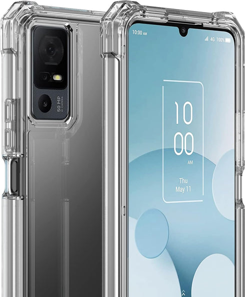 for TCL 40 XL Case, with Tempered Glass Screen Protector Crystal Clear Full-Body Rugged Hybrid Bumper Shockproof Protective Phone case Cover for T...