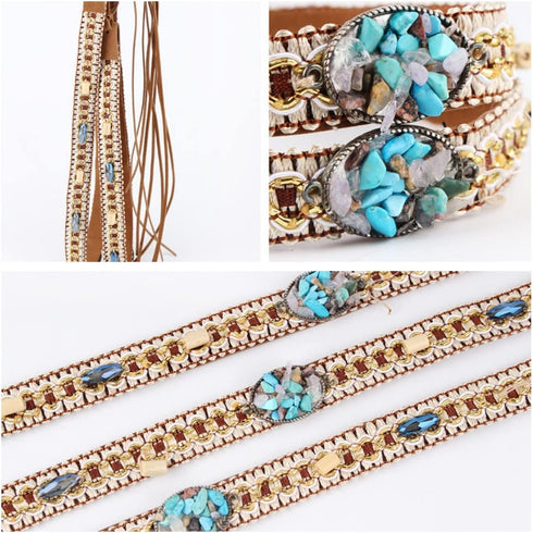 Hat Band Cowboy Western Hat Beaded Hatband Men Women Handmade Belt for Fedora Hat (Acrylic Beads)...