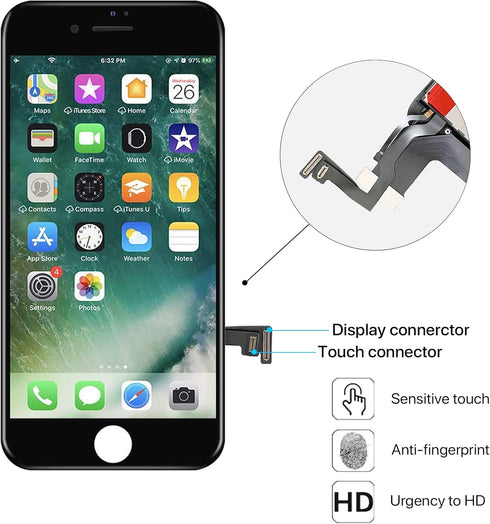 QTlier for iPhone 8 Screen Replacement, LCD Display Touch Screen Digitizer Assembly with Repair Tools+Adhesive Strips+Screen Protector for A1863, ...