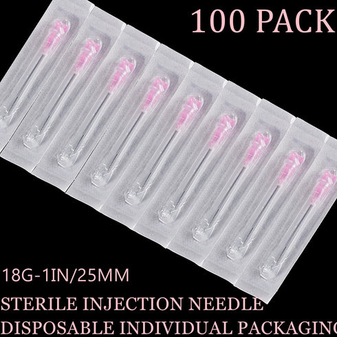 100Pack 18Ga 1Inch/25mm Disposable Dispensing Lab Supplies Individually Sealed Packaging...