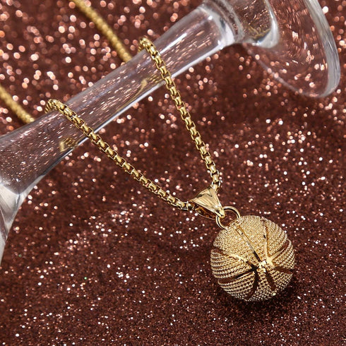 Basketball Necklace Basketball Pendant Necklace Stainless Steel Necklace Sports Necklace...