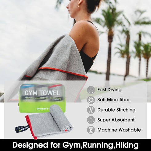 4Monster Microfiber Gym Towel & Wet Towel Bag Travel Set,Quick Dry Camping Towel Lightwight Travel Towel,Ultra Soft Absorbent Workout Towel Gear f...