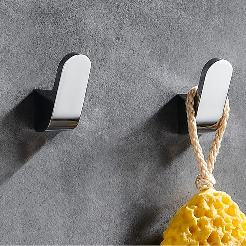 Single Towel Hook Clothes Hook for Bathroom Kitchen Robe Hook Coat Hook Hat Hook, Wall Mounted with Screws, Silver Chrome, 2 Pack...