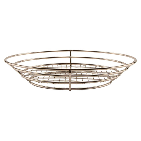 G.E.T. 4-84814 12.5" x 9.25" Stainless Steel Oval Basket with Raised Grid Base, Clipper Mill (Qty,1)...