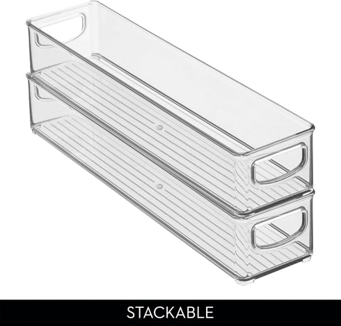 iDesign Small Stackable Pantry Bin with Handles - Organizer Bins for Kitchen, Clear, Made in USA...