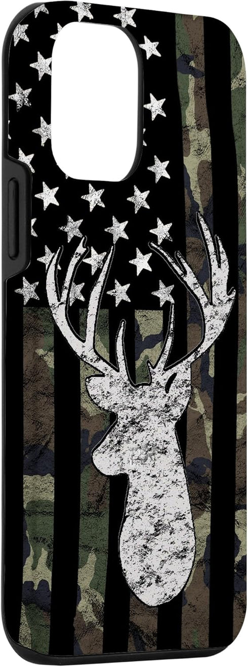 Deer Hunting Camouflage American Flag Whitetail Buck USA Case for iPhone 12 mini...