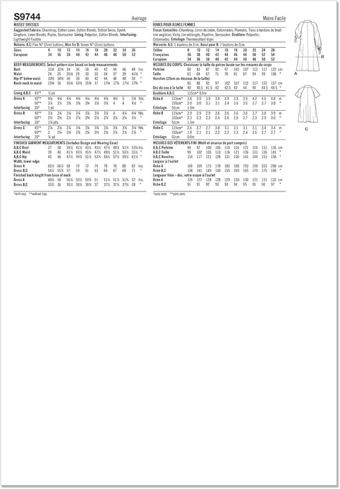 Simplicity Misses' Half-Button Dress Sewing Pattern Packet, Code S9744, Sizes 18-20-22-24-26, Multicolor...