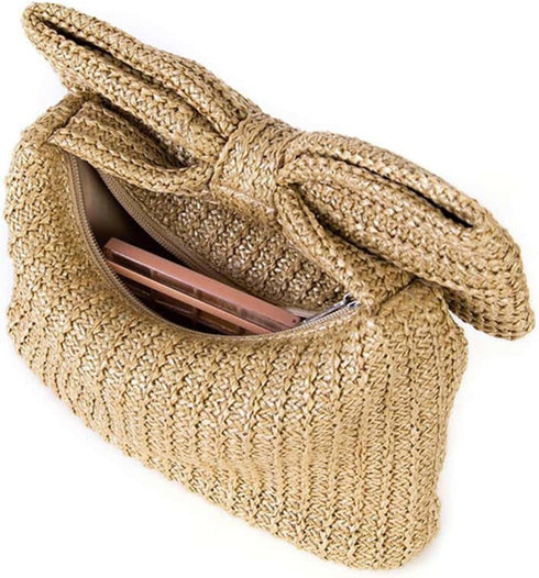 Gets Bowknot Straw Clutch Purses for Women Summer Beach Woven Envelope Wallet Bag for Vacation Wedding...
