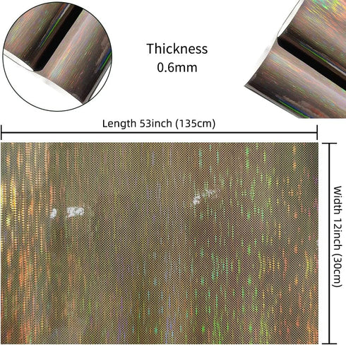 ZLIFA Light Brown Holographic Mirrored Patterned Faux Leather Sheets, 12"X53" Dotted Line Patterns PU Fabric Roll for Craft Sewing Bags...