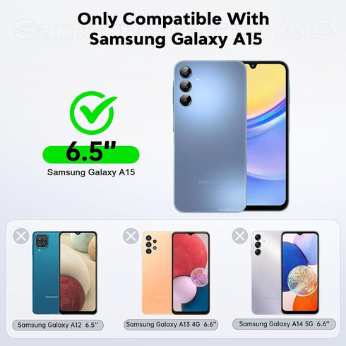 LeYi for Galaxy A15-5G Phone Case: Samsung Galaxy A15 5G Case Cover Smartphone Cell Screen Protector, Heavy Duty Shockproof Corners Kickstand Fund...