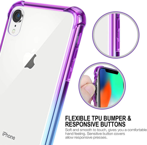 SALAWAT iPhone Xr Case, Clear Slim Anti Scratch Protective Cover with Reinforced Corners - TPU Bumper Shockproof - Blue Purple...