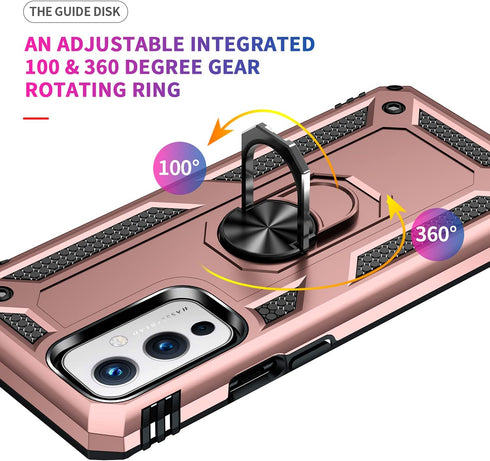 Military Grade Drop Impact for Oneplus 9 Case Oneplus 9 5G Case 360 Metal Rotating Ring Kickstand Holder Armor Heavy Duty Shockproof Case for Onep...