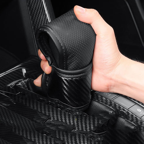 Leather Auto Gear Shift Knob Cover Auto Shift Gear Pad Car Knob Gear Stick Protector Universal Vehicle Decor Accessories (A-Black)...