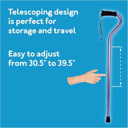 Carex Health Brands Ergo Offset Cane with Soft Cushioned Handle - Adjustable Walking Cane, Blue, 29-38 Inch (Pack of 1)...