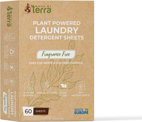 Laundry Detergent (Fragrance Free, 60 Sheets Pack)...