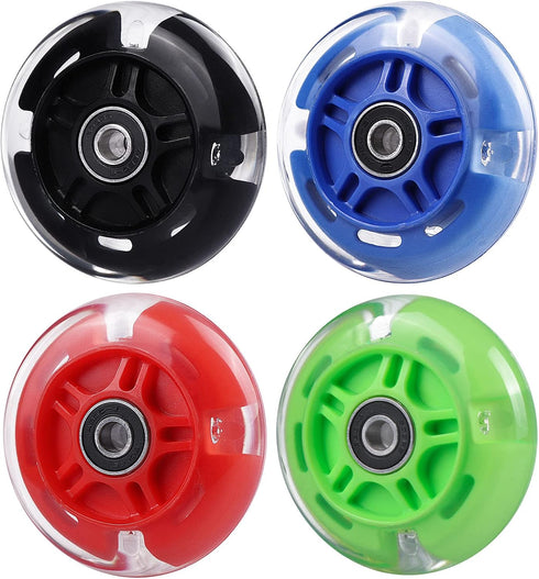 2-Pack 80mm 3-Wheeled Scooter Rear Wheels Light Up Inline Skate Replacement Wheels w/Bearings (Red)...