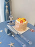 FISHBONE Stainless Steel Wedding Cake Knife and Server Set with Delicated Nautical Blue Rings Design - Perfect Cake Cutting Set for Weddings and S...