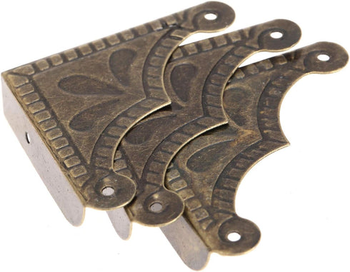 dophee Antique Brass Box Corner Covers, Decorative Corner Protectors Guards Edge Covers for Jewelry Box Chest Table Desk Photo Frame Panal, 1.53"x...