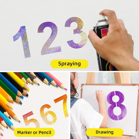 2 Inch Number Stencils Set Plastic Number Stencils Reusable Digital Templates for Cake Stencil Address Number Painting Stencils Templates...