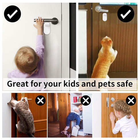 Childproof Door Lever Lock Prevents Toddlers Pets from Opening Doors, No Drill Tool Needed Easy to Instal, Child Safety Locks for Doors, Windows, ...