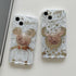 Cartoon Case for iPhone 13 Pro Max, Cute Mickey Mouse Shinny Gold Plating Curly Wave Frame with Quicksand Cell Phone Holder Strap for Woman Girls ...