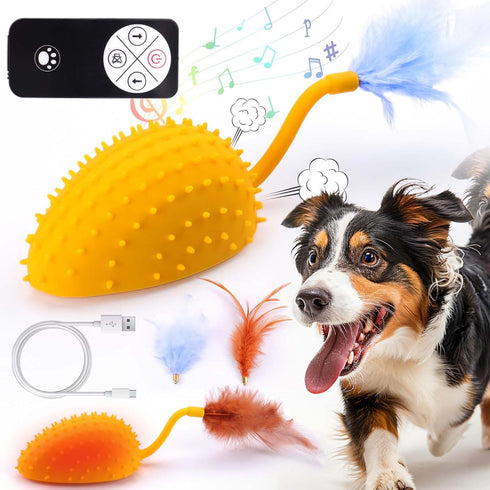 Mity rain Interactive Dog Toys, Remote Control Dog Toy with Feather Tail and Charger, Funny Dog Toys for Small Medium Dogs Outdoor and Indoor, Dog...