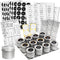 Talented Kitchen 12 Magnetic Spice Jars for Refrigerator with 3 Metal Wall Bases, 269 Preprinted Seasoning Labels, 2 Styles, 1 Cooking Conversion ...