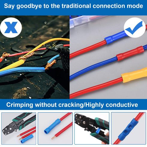smseace 210 PCS Wire Butt connectors 22-10AWG Butt Splice Connectors Insulated Electrical Butt connectors Straight Wire Terminal Connectors...