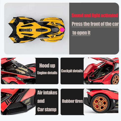 Toy Cars Lambo V12 Race Car Toys Model Car 1/32 Die-cast Pull Back Collectible Model with Sound and Light Toy Vehicle for 3+Year Old Boys Festival...