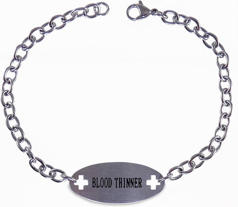 Blood Thinner Identification Bracelet Medical Alert ID with 9 Inch Chain...