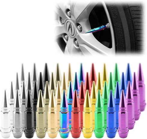 TVC28 Red 4pcs Long Spike Spiked Tire Valve Stem Caps Metal Thread Wheel Tires...